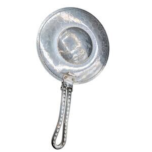 Vintage Hammered Aluminum Hand Forged Silent Butler Crumb Catcher Floral